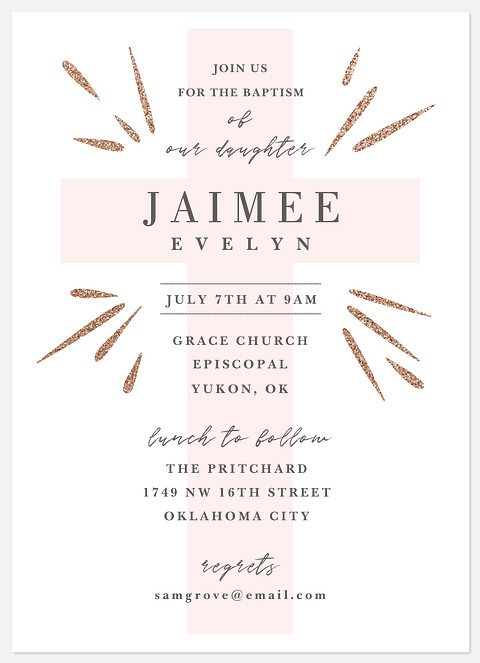 Luminous Cross Baptism Christening Invitations