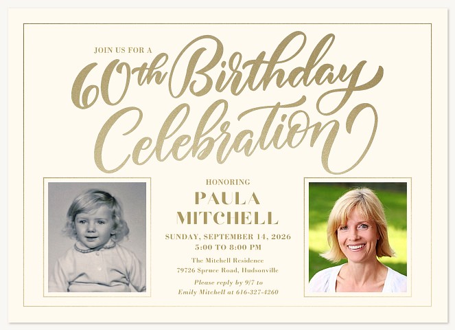 Timeless Elegance Adult Birthday Party Invitations