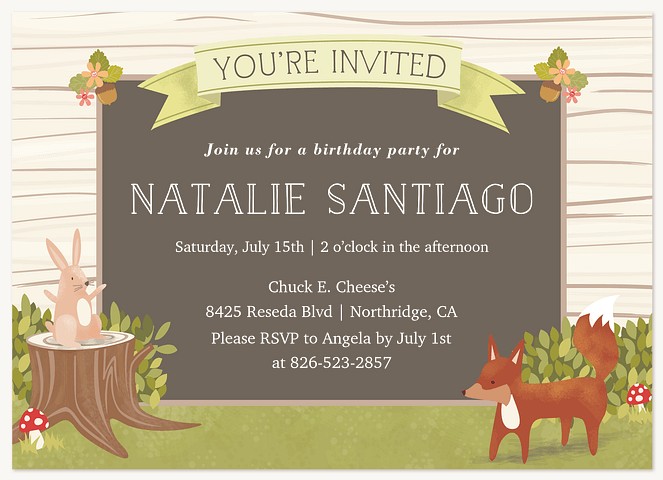 Woodland Storybook Kids Birthday Invitations
