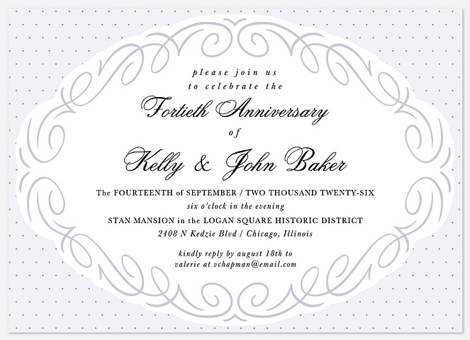 Oval Flourish Anniversary Invitations