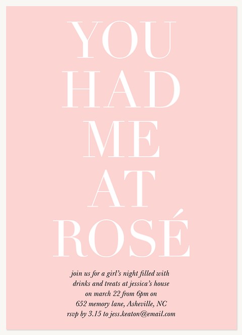 Sweet Rosé Party Invitations