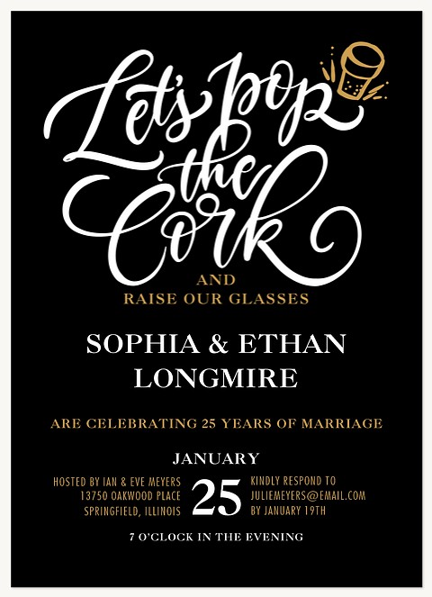Pop The Cork Wedding Anniversary Invitations