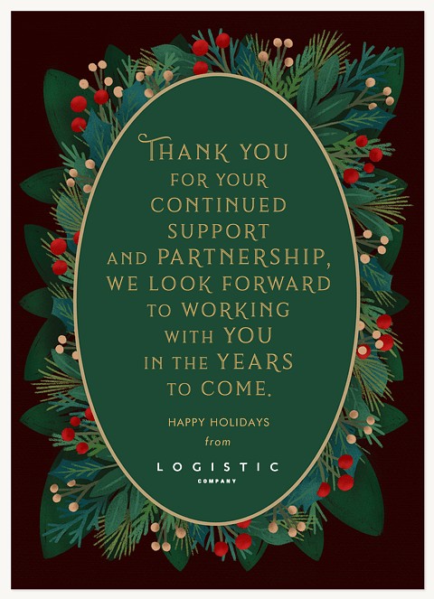 Wreath of Thanks Business Holiday Cards