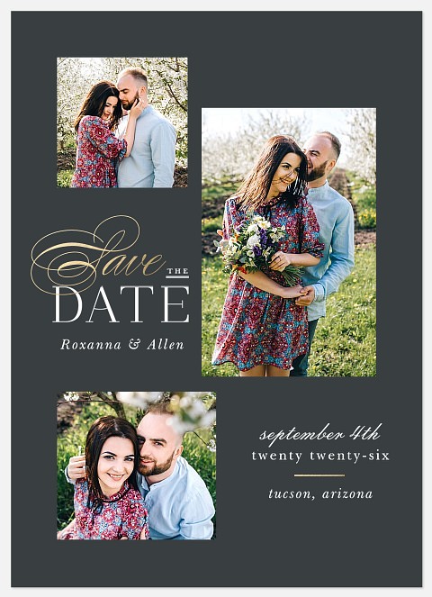 Brilliant Trio Save the Date Photo Cards