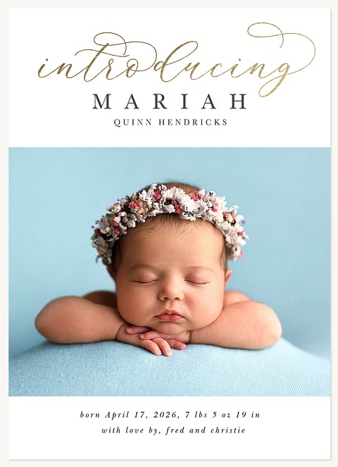 Golden Script Baby Announcements