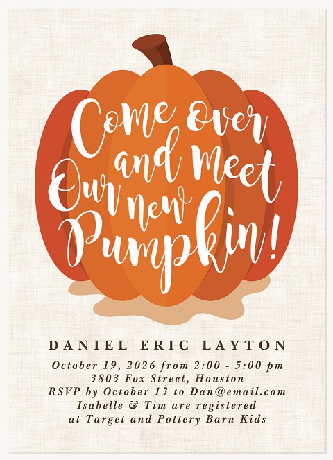 Little Pumpkin Baby Shower Invites