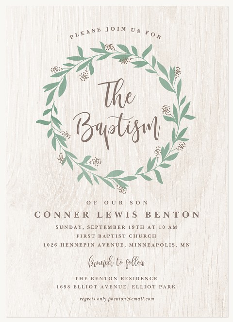 Laurel Wreath Baptisms & Christening Invitations