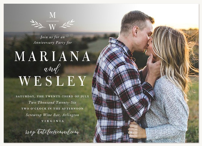 Monogram Overlay Wedding Anniversary Invitations