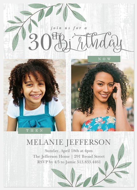 Then & Now Adult Birthday Invitations