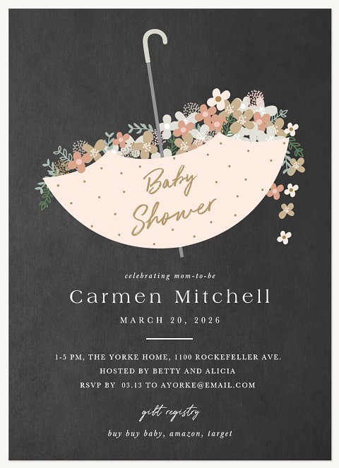 Blooming Umbrella Baby Shower Invites