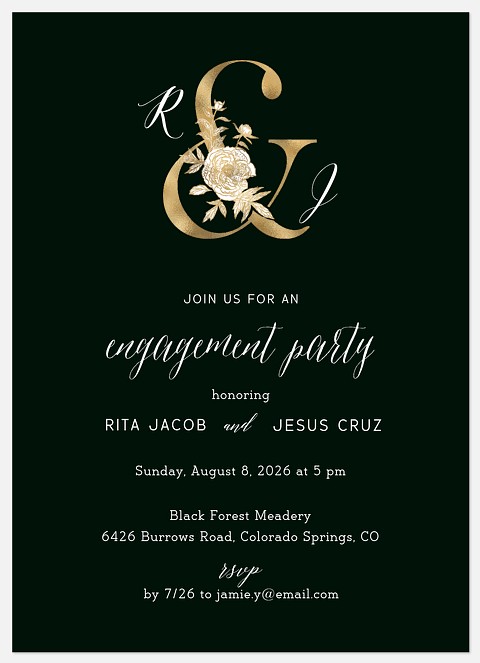 Golden Ampersand Engagement Party Invitations