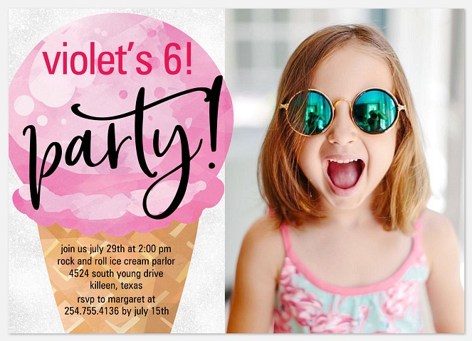 Icecream Cone Kids' Birthday Invitations
