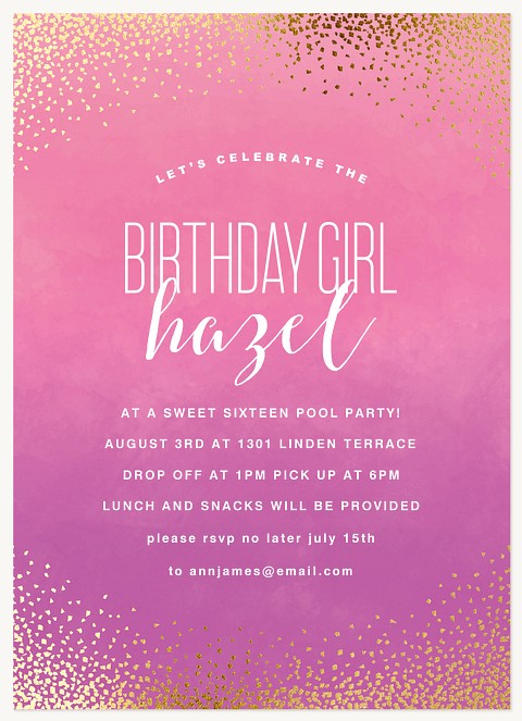 Posh Party Teen Birthday Invitations