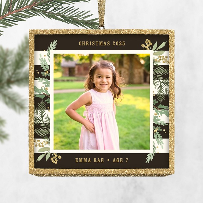 Florals & Stripes Personalized Ornaments