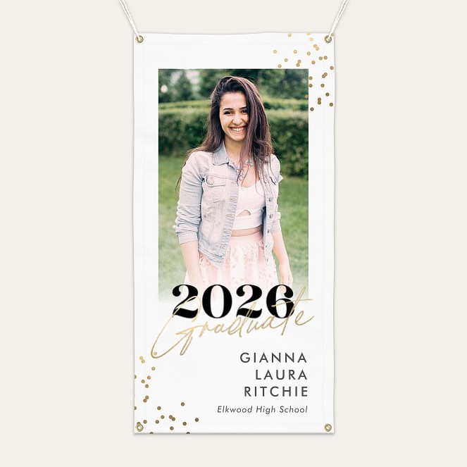 Golden Confetti Graduation Photo Banner Custom Banners
