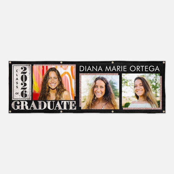 Glam Sparkles Graduation Photo Banner  Graduation Banners