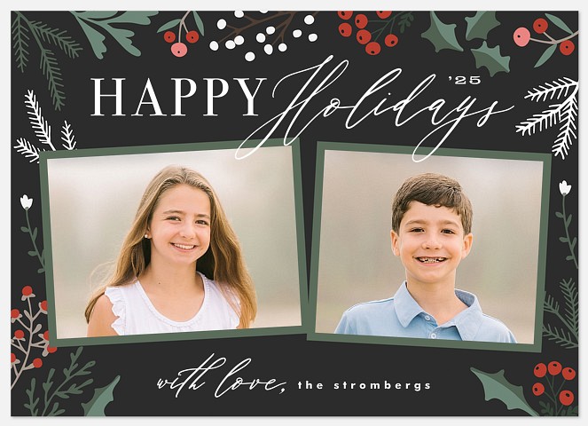 Botanical Duo Holiday Photo Cards