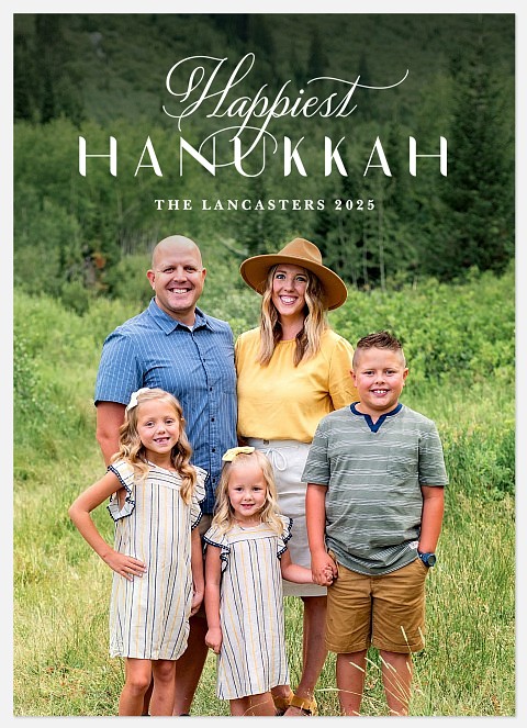 Fanciful Script Hanukkah Photo Cards