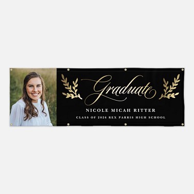 Elegant Laurels Graduation Photo Banner 