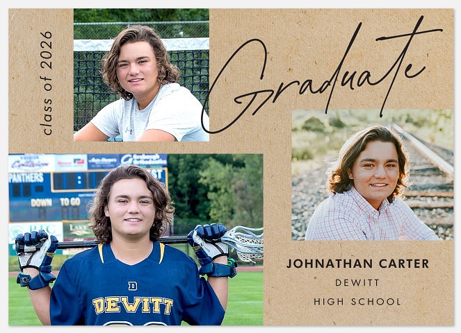 Kraft Script Graduation Cards