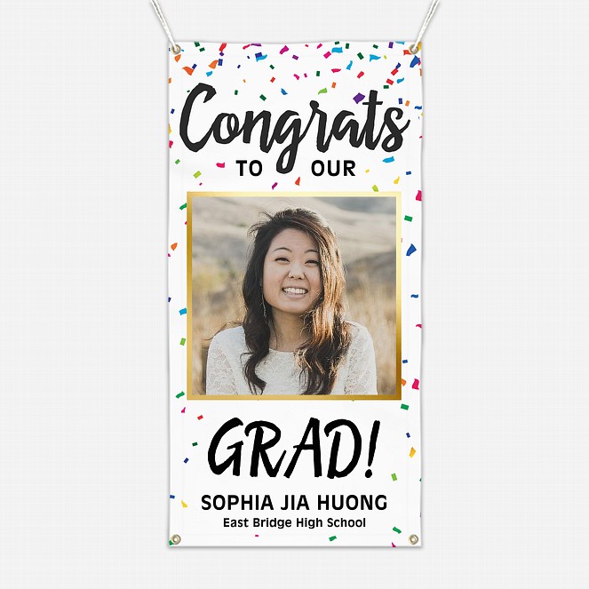 Colorful Confetti Graduation Photo Banner  Graduation Banners