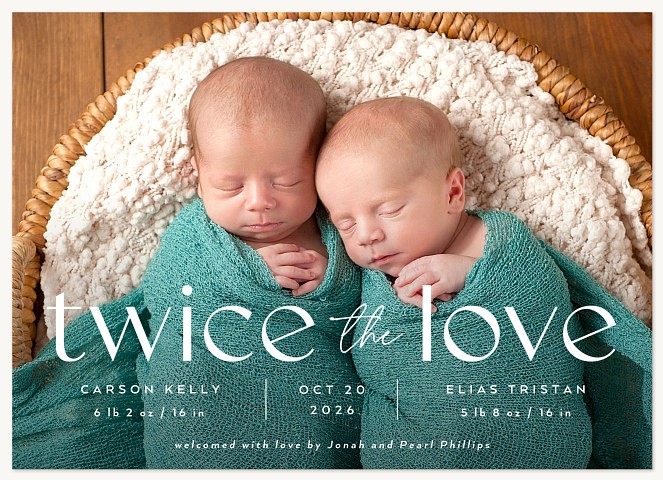 Twice the Love Twin Birth Announcements
