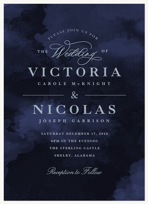 Navy Watercolor Wedding Invitations