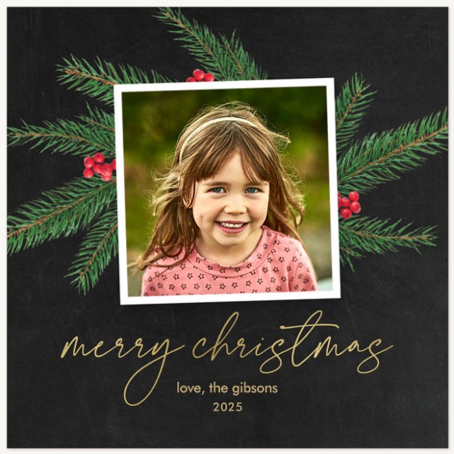 Pine Spray Personalized Holiday Cards