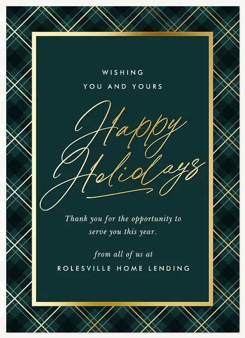 Sparkling Plaid Business Holiday Cards