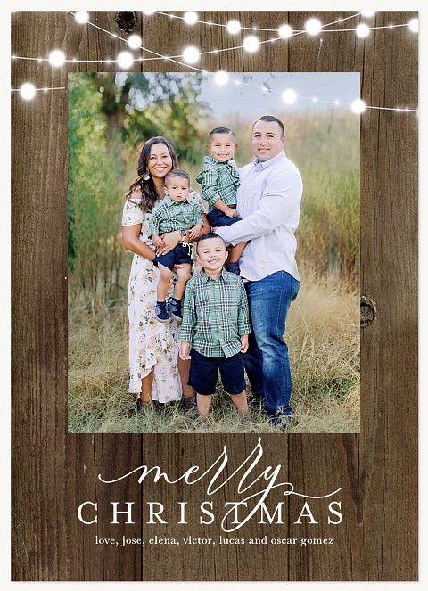 Rustic Lights Personalized Holiday Cards