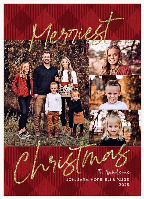 Flannel Sparkle Personalized Holiday Cards