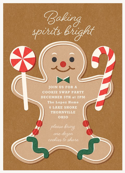 Gingerbread Cookie Holiday Party Invitations