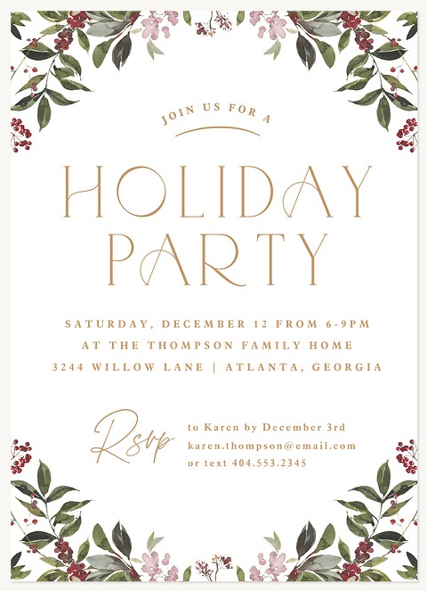 Watercolor Holiday Party Holiday Party Invitations