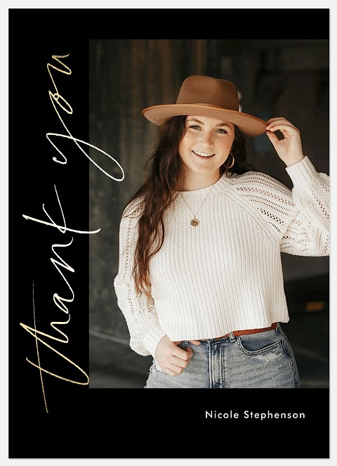 Vertical Script Thank You Cards 