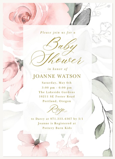 Painted Foliage Baby Shower Invites