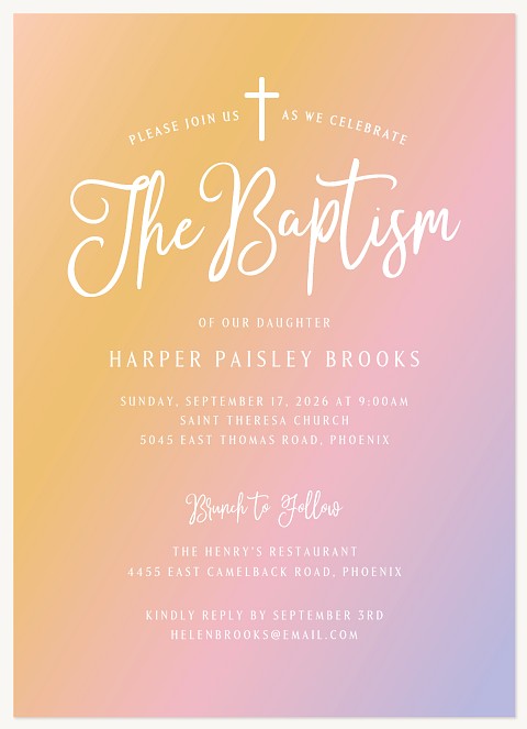 Ombre Glow Baptisms & Christening Invitations