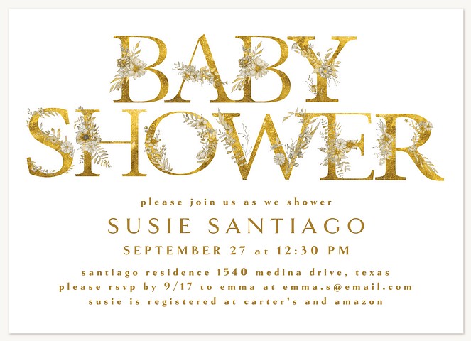  Gilded Foliage Baby Shower Invites