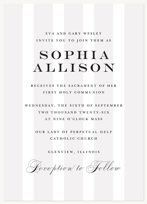 Statement Stripes First Communion Invitations