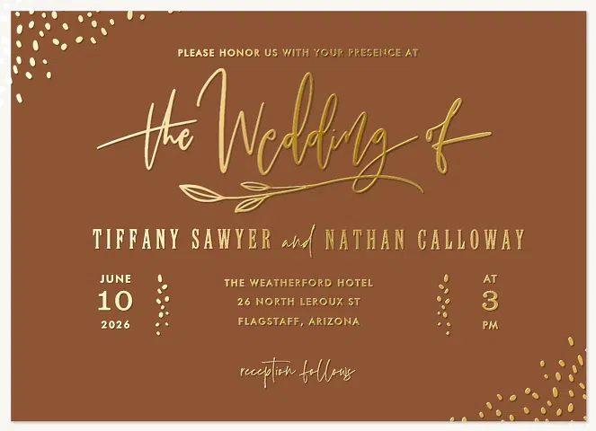 Gilded Rustic Wedding Invitations