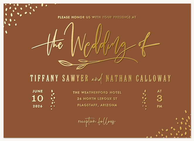 Gilded Rustic Wedding Invitations