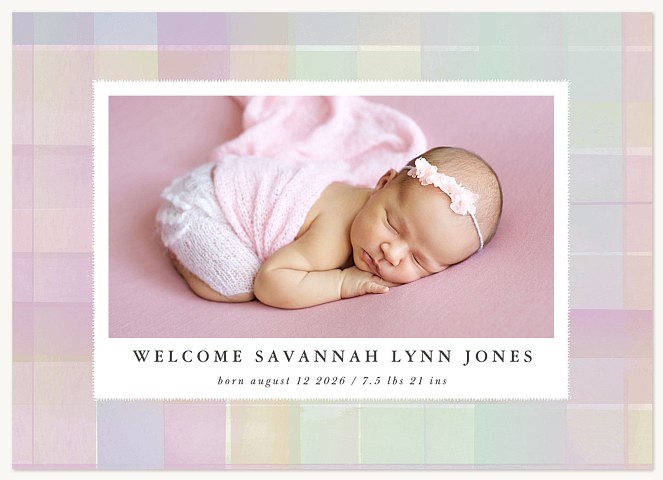 Quilted Pastel Baby Announcements