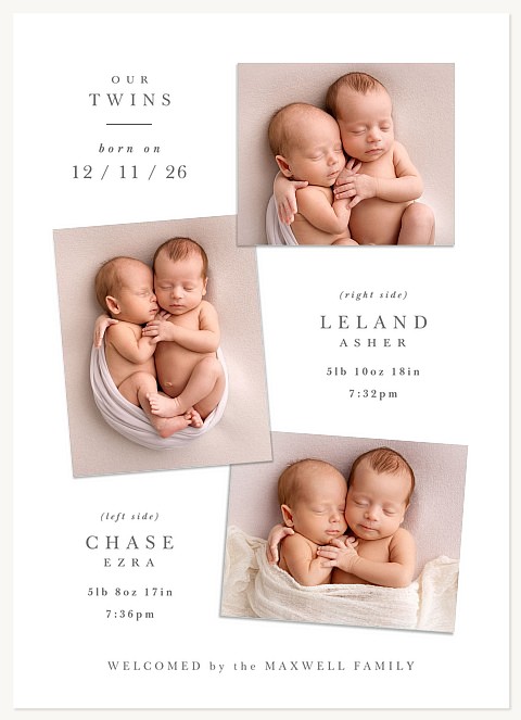 Perfect Pair Twin Birth Announcements