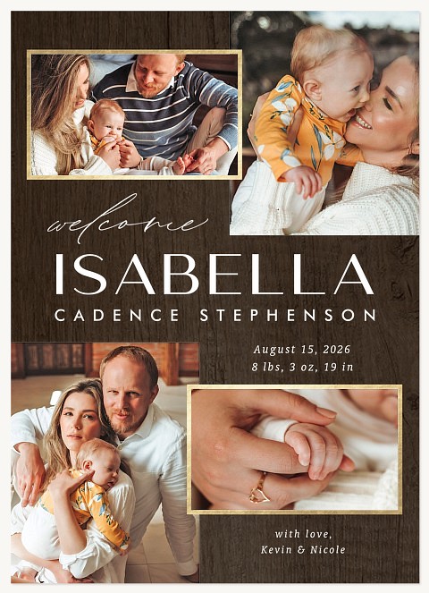 Golden Welcome Baby Announcements