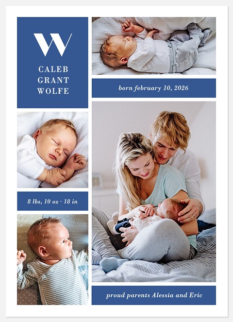 Vintage Monogram Baby Birth Announcements