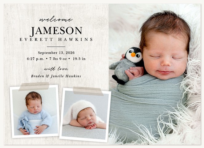 Taped Snapshots Baby Announcements