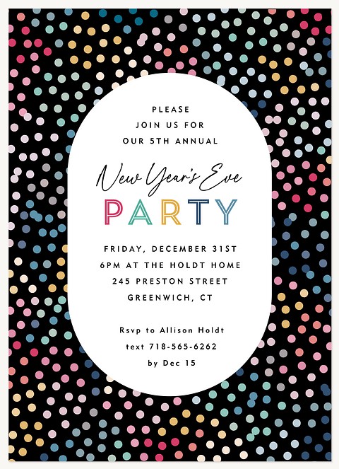 Rainbow Confetti Holiday Party Invitations