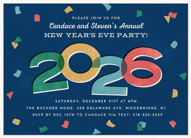 Retro Confetti Holiday Party Invitations