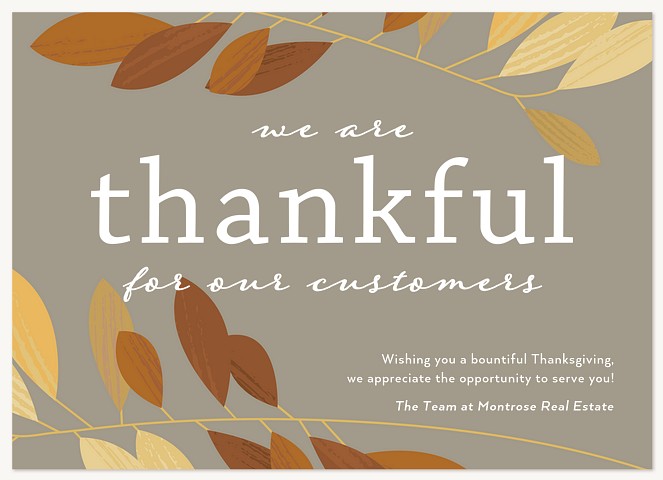 Leafy Gratitude Business Holiday Cards