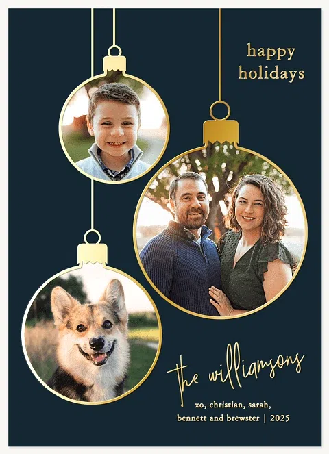 Ornament Trio Personalized Holiday Cards
