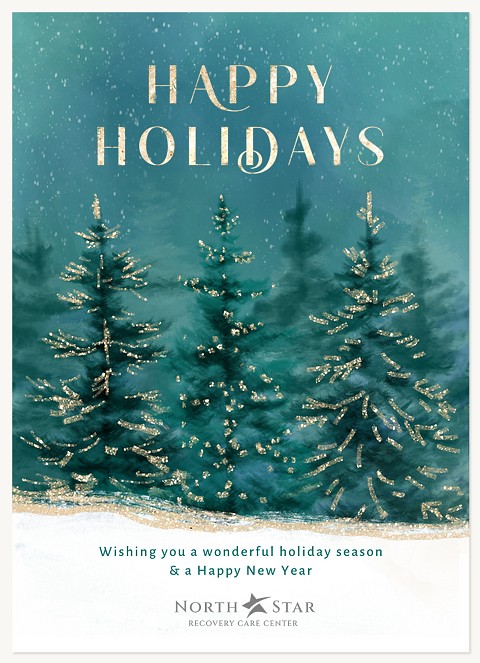 Glistening Evergreens Business Holiday Cards